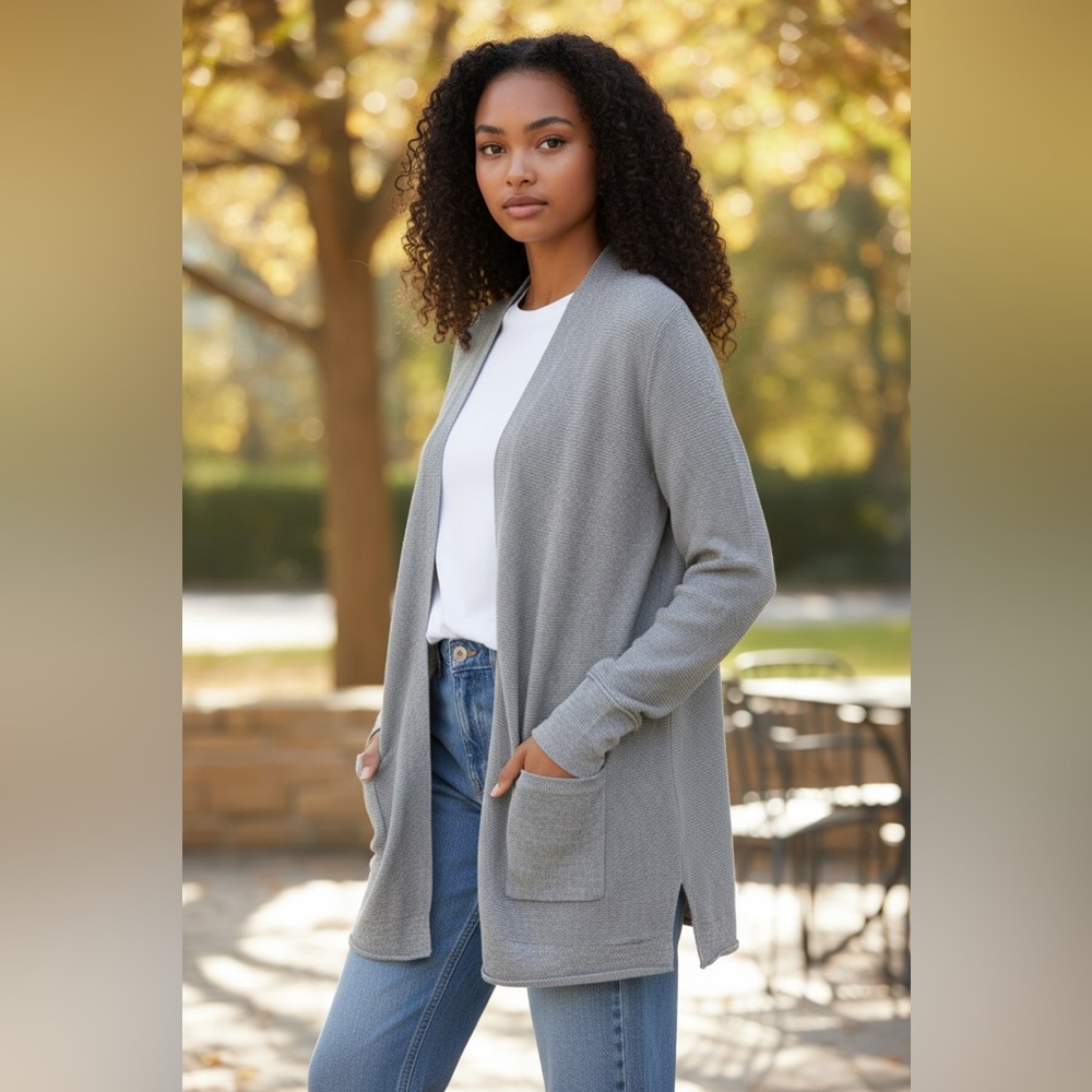Oak and Fort Gray Women's Open Front Cardigan Sweater